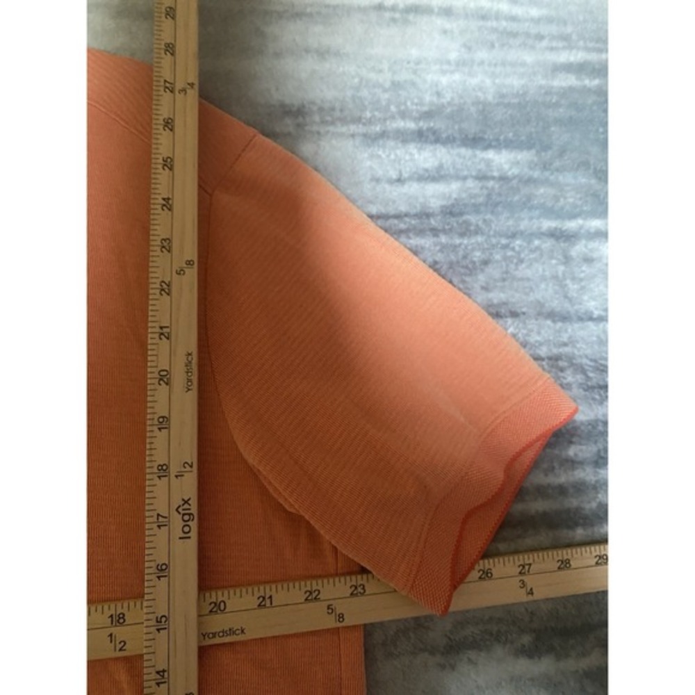 Tommy Bahama IslandZone Mens Large Orange Short Sleeve Textured Polo Shirt - Picture 3 of 5